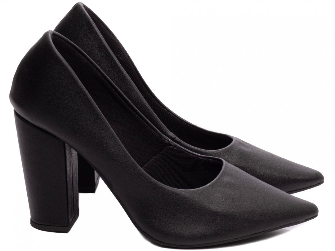 Scarpin Tradicional Salto 9cm - Elegancia e Glamour em Preto Preto 4