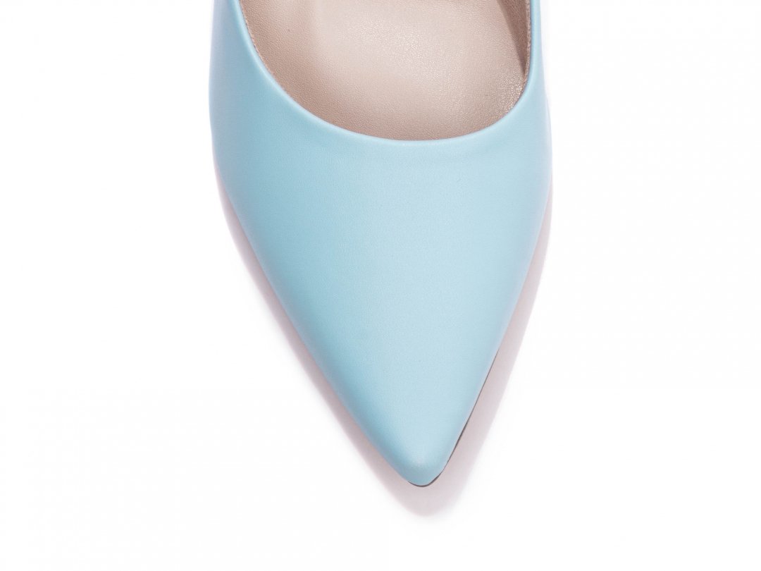 Scarpin Salto 10cm Fino Cone - Lindo Fechado Atras - Azul Azul 6