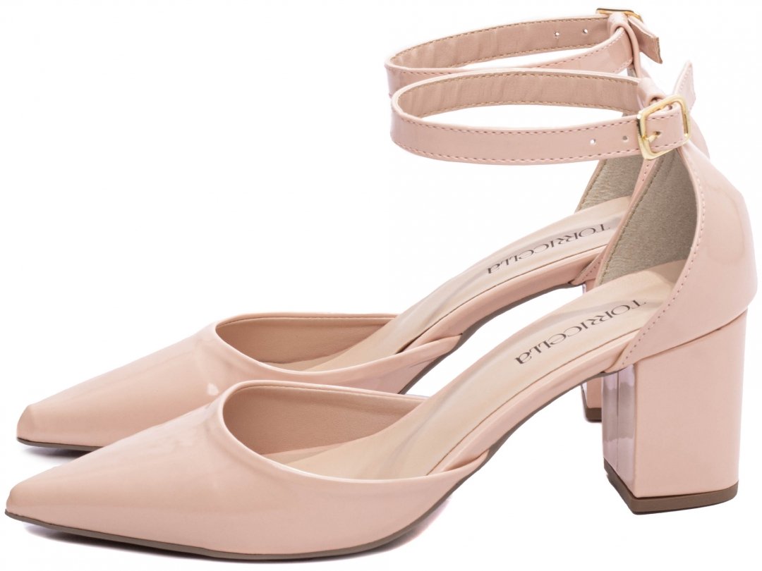 Scarpin Glamour Verniz Rose - Salto 6,5cm - Fechado Atras Bege 3