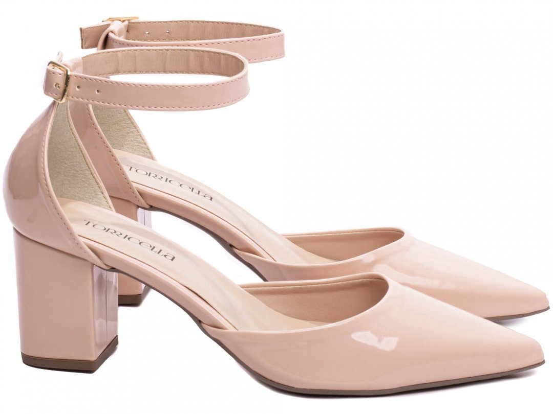 Scarpin Glamour Verniz Rose - Salto 6,5cm - Fechado Atras Bege 4