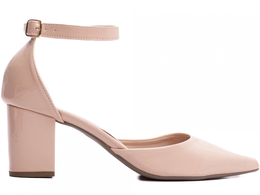 Scarpin Glamour Verniz Rose - Salto 6,5cm - Fechado Atras Bege 5