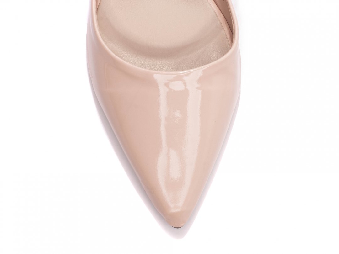 Scarpin Glamour Verniz Rose - Salto 6,5cm - Fechado Atras Bege 6