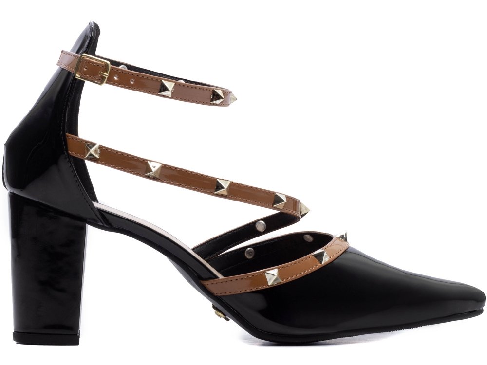 Sapato Scarpin Scarpin Caramelo Verniz Sapato Scarpin Verniz Preto