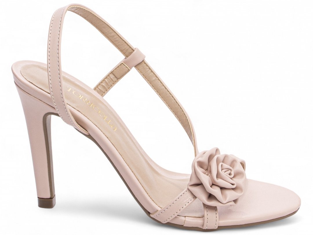 Sandalia Feminina em Rosa Glamour - Salto Fino 9,5 cm - Antiderrapante Bege
