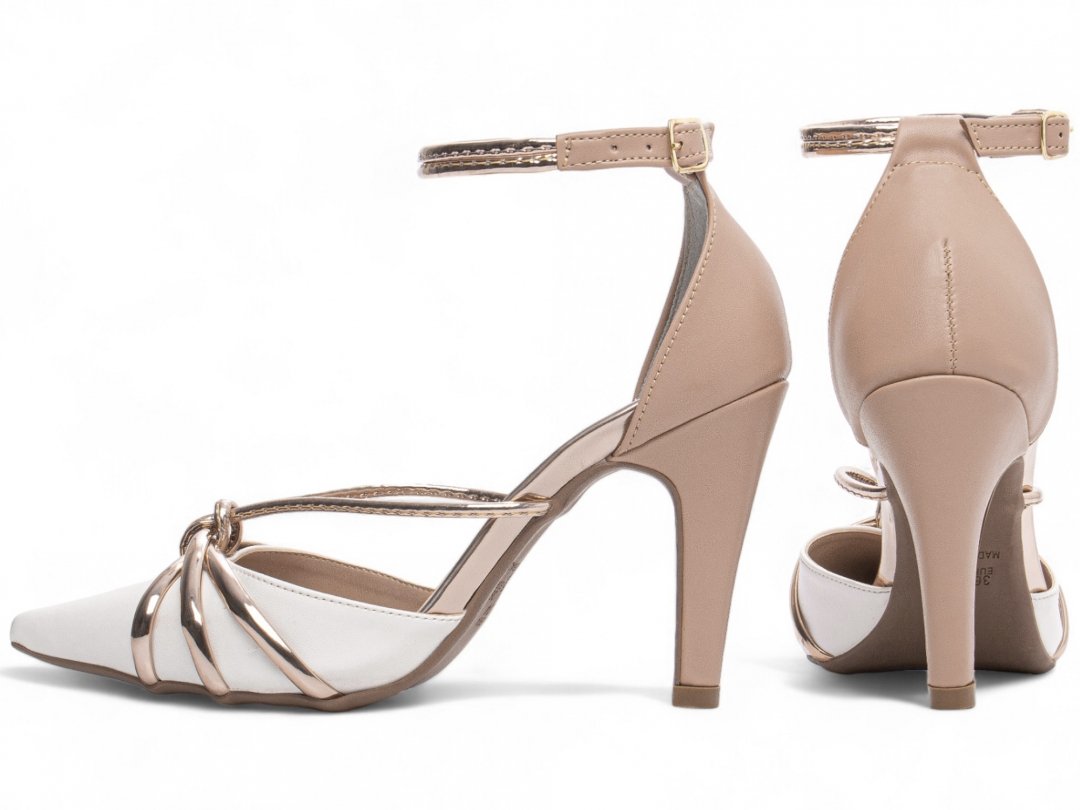 Scarpin Glamour Multicolorido - Salto Fino 9 cm - Antiderrapante Branco 2