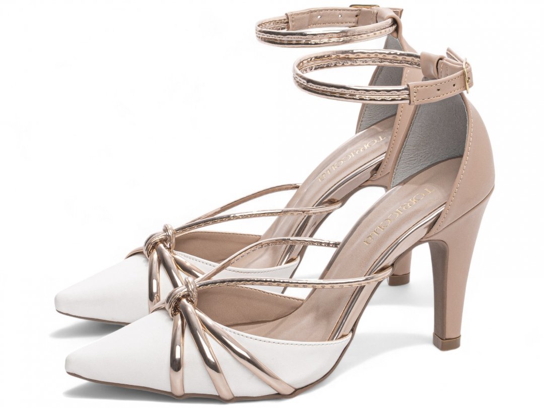 Scarpin Glamour Multicolorido - Salto Fino 9 cm - Antiderrapante Branco 3
