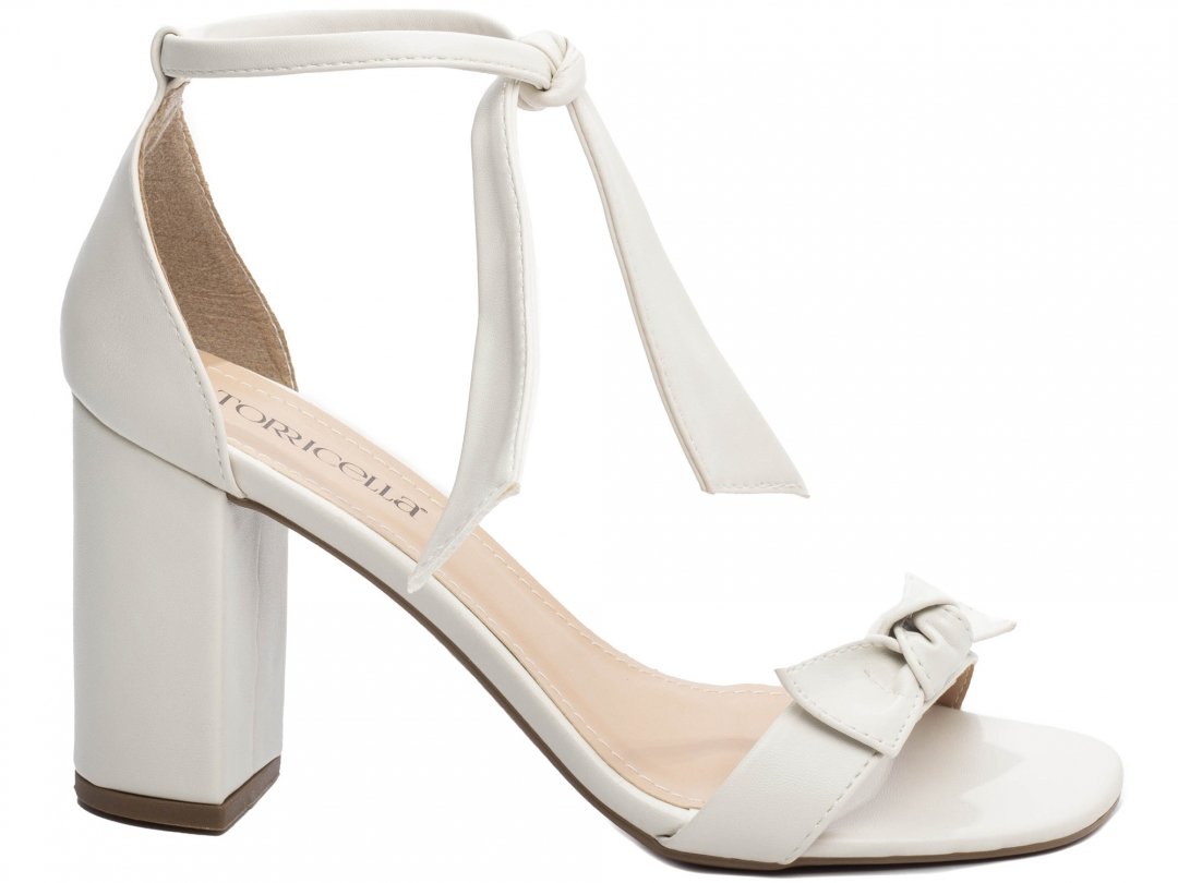 Sandalia Feminina de Amarrar - Salto 8,5 cm - Off White