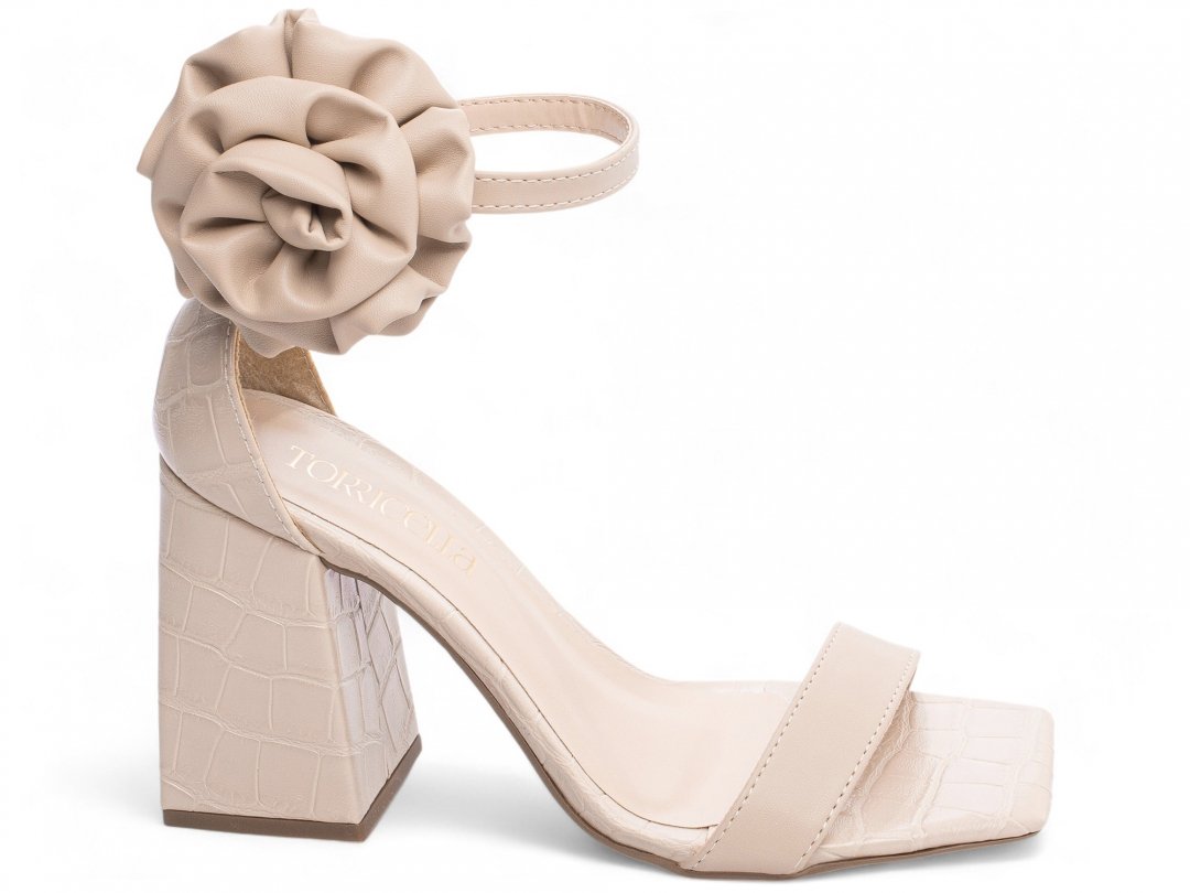 Sandalia Bege Confortavel - Salto 9 cm - Antiderrapante Bege 1