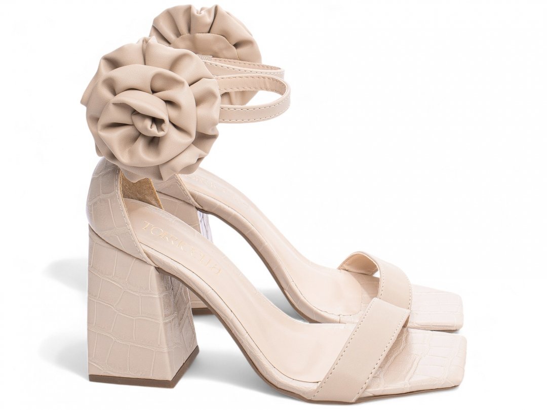 Sandalia Bege Confortavel - Salto 9 cm - Antiderrapante Bege 6