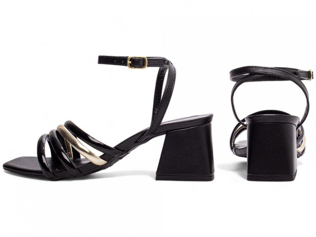 Sandalia Preta Confortavel - Salto 5,5 cm - Antiderrapante Preto 2