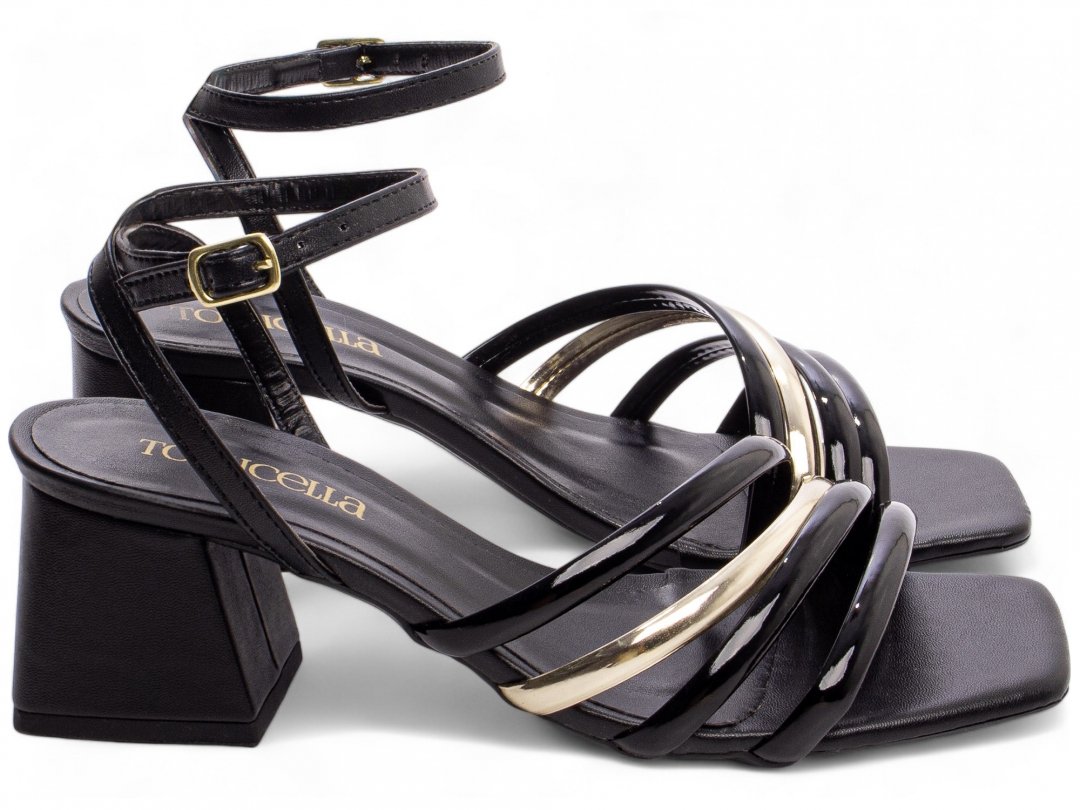 Sandalia Preta Confortavel - Salto 5,5 cm - Antiderrapante Preto 4