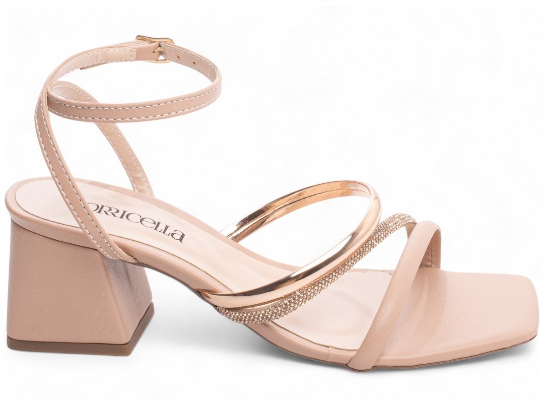 Sandalia Rose com Strass - Salto 5,5 cm - Antiderrapante