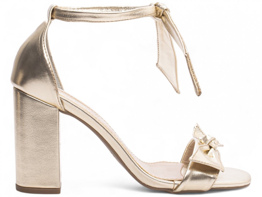 Sandalia Dourada com Laco - Salto 8,5 cm - Antiderrapante Dourado 5