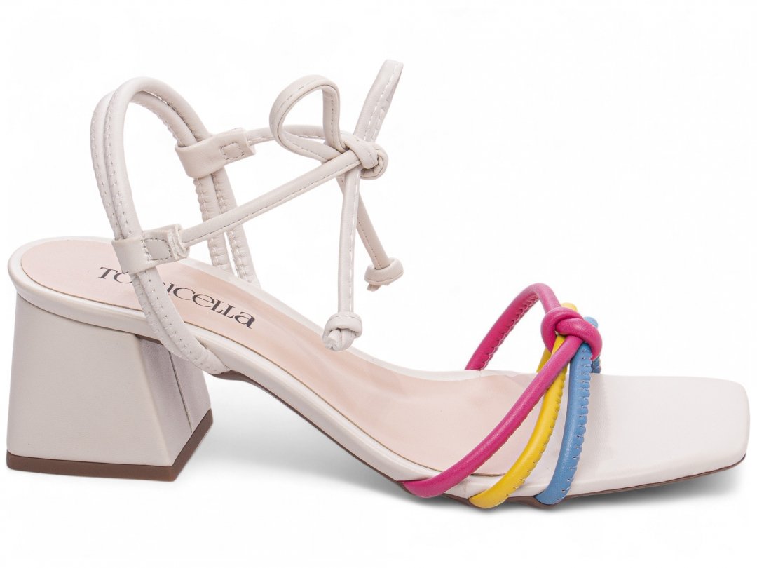 Sandalia Multicolorida Confortavel - Salto 5,5 cm - Antiderrapante
