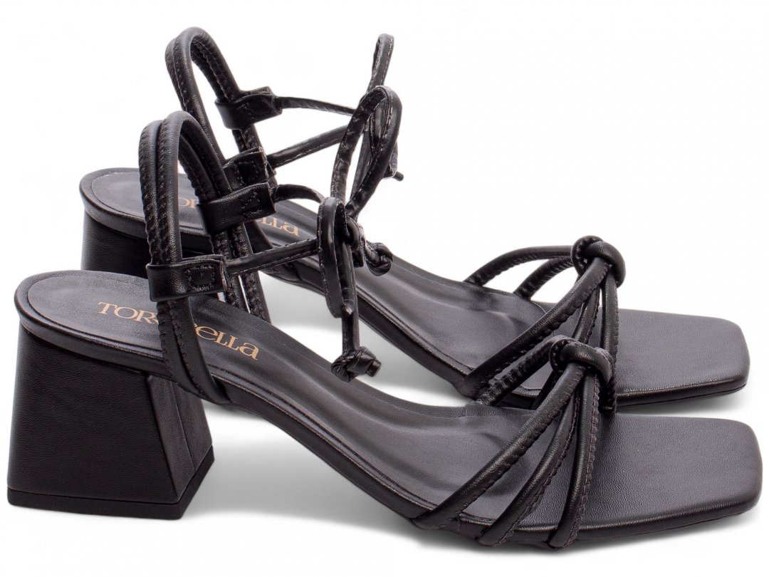 Sandalia Preta Confortavel - Salto 5,5 cm - Antiderrapante Preto 4