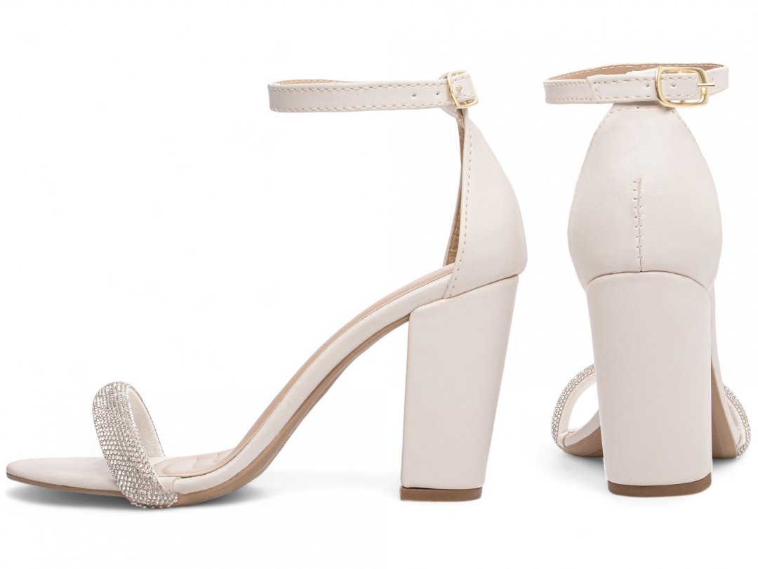 Sandalia Off White com Strass - Salto 9 cm - Antiderrapante Branco 2