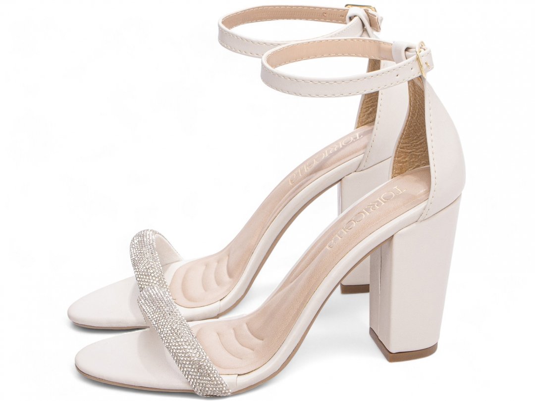 Sandalia Off White com Strass - Salto 9 cm - Antiderrapante Branco 3