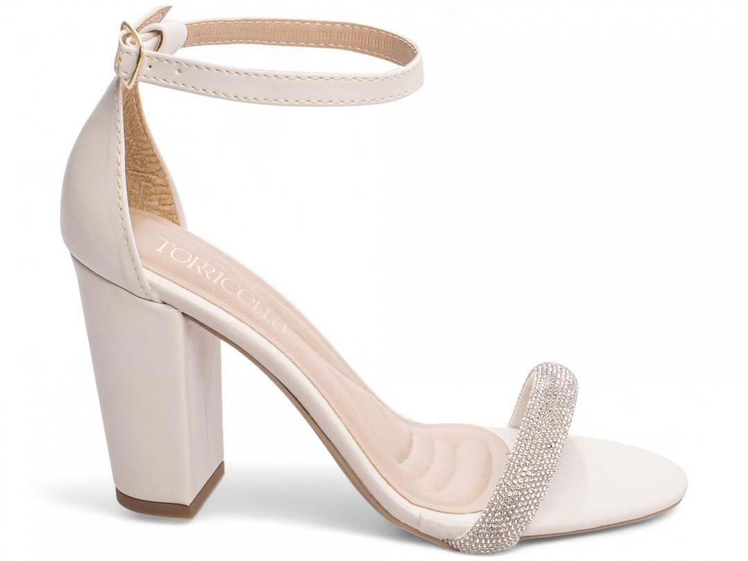 Sandalia Off White com Strass - Salto 9 cm - Antiderrapante Branco 7