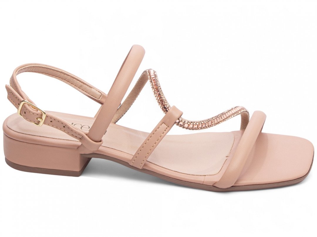 Sandalia Feminina Elegante Rose - Salto Baixo 2,5cm - Torricella