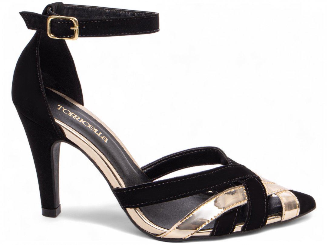 Sapato Scarpin Glamour Preto - Salto Fino 9cm - Torricella