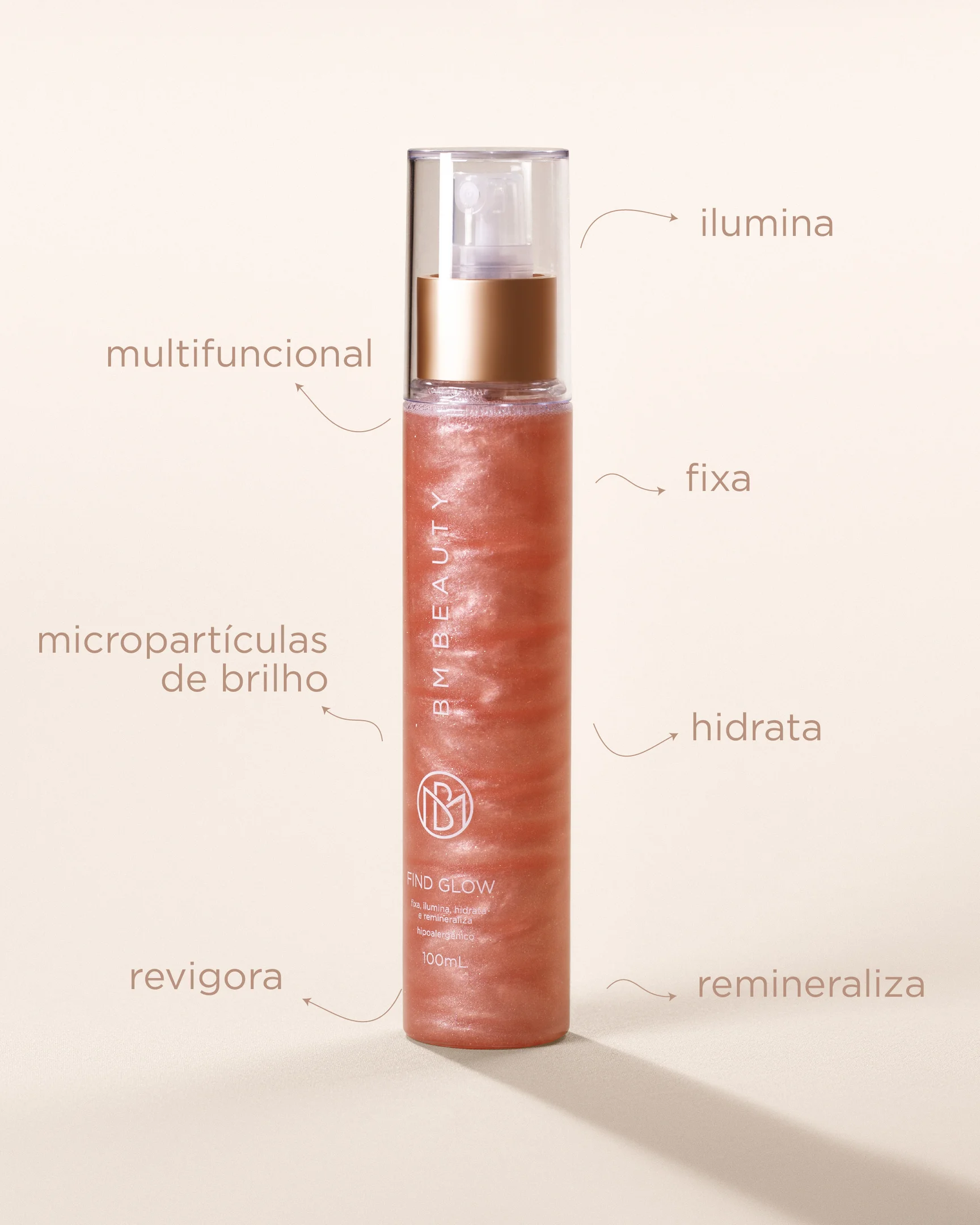  Bruma Iluminadora Multifuncional Find Glow BM Beauty 100ml 100ml 2