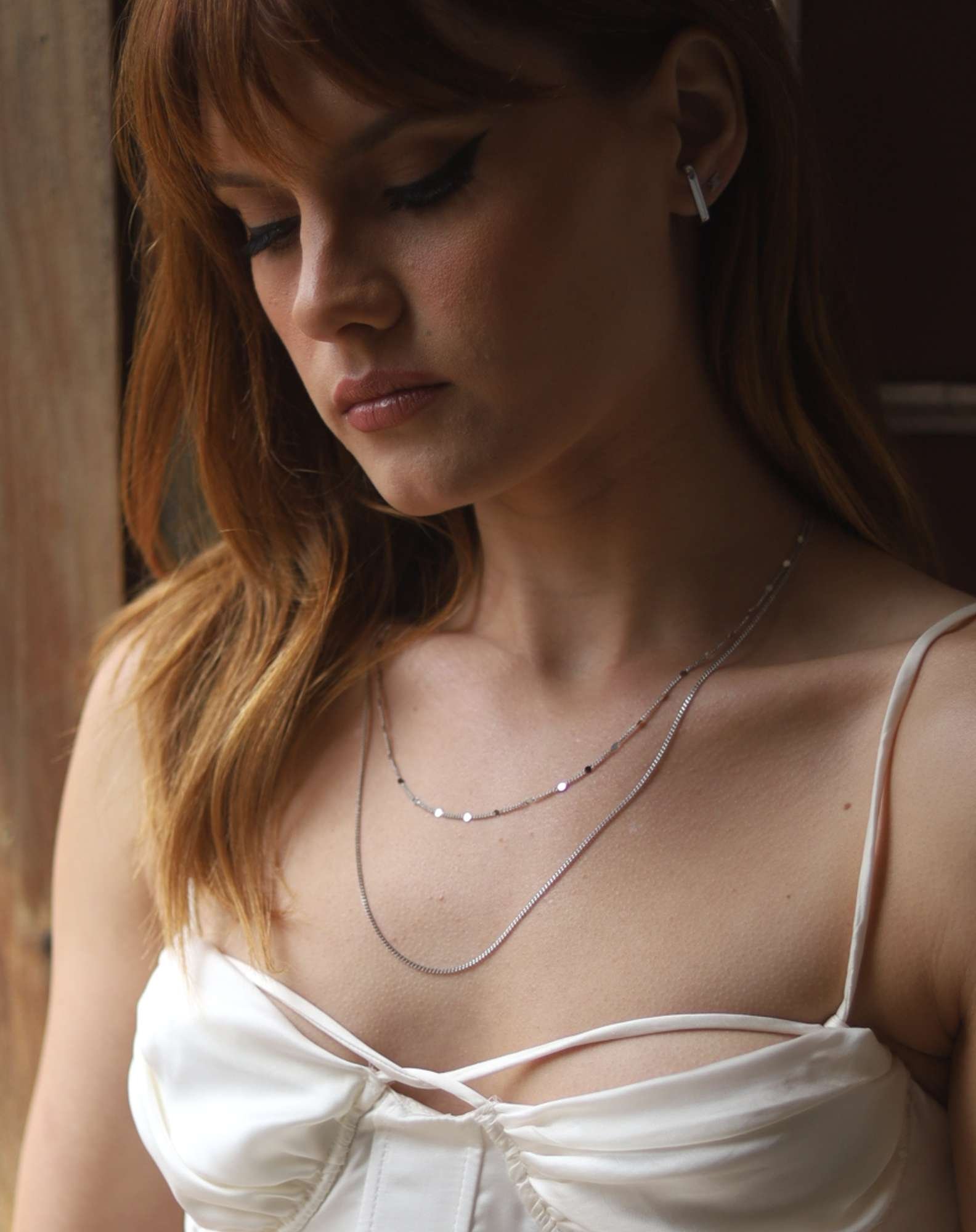 Colar Duplo Minimal Prateado Prata 4