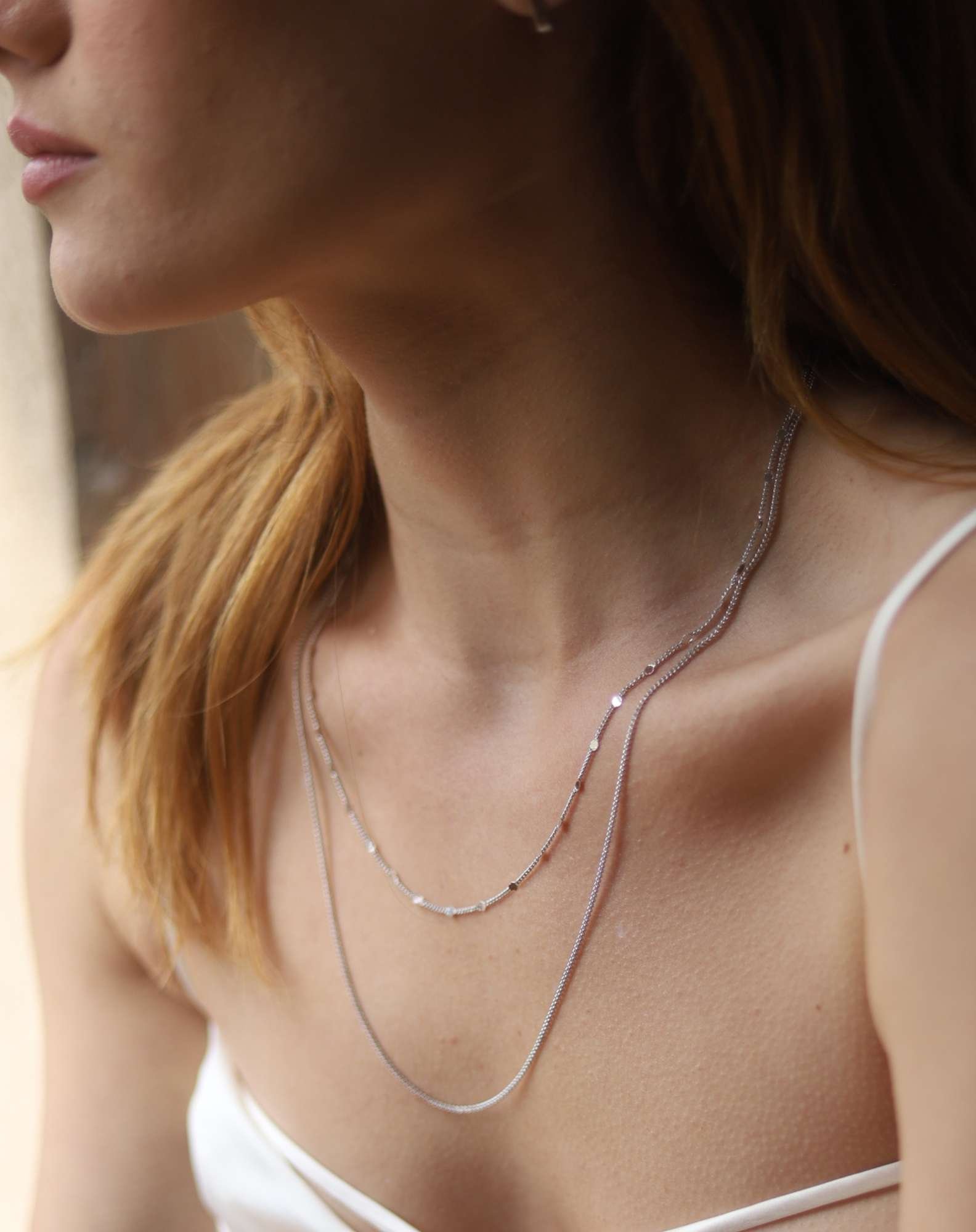 Colar Duplo Minimal Prateado Prata 5