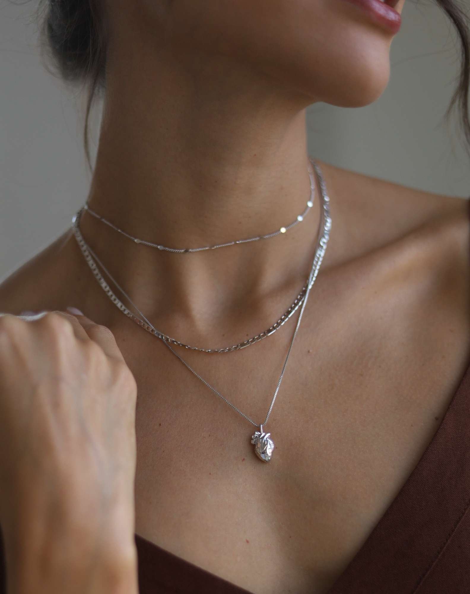 Colar Coracao Prateado Prata 2