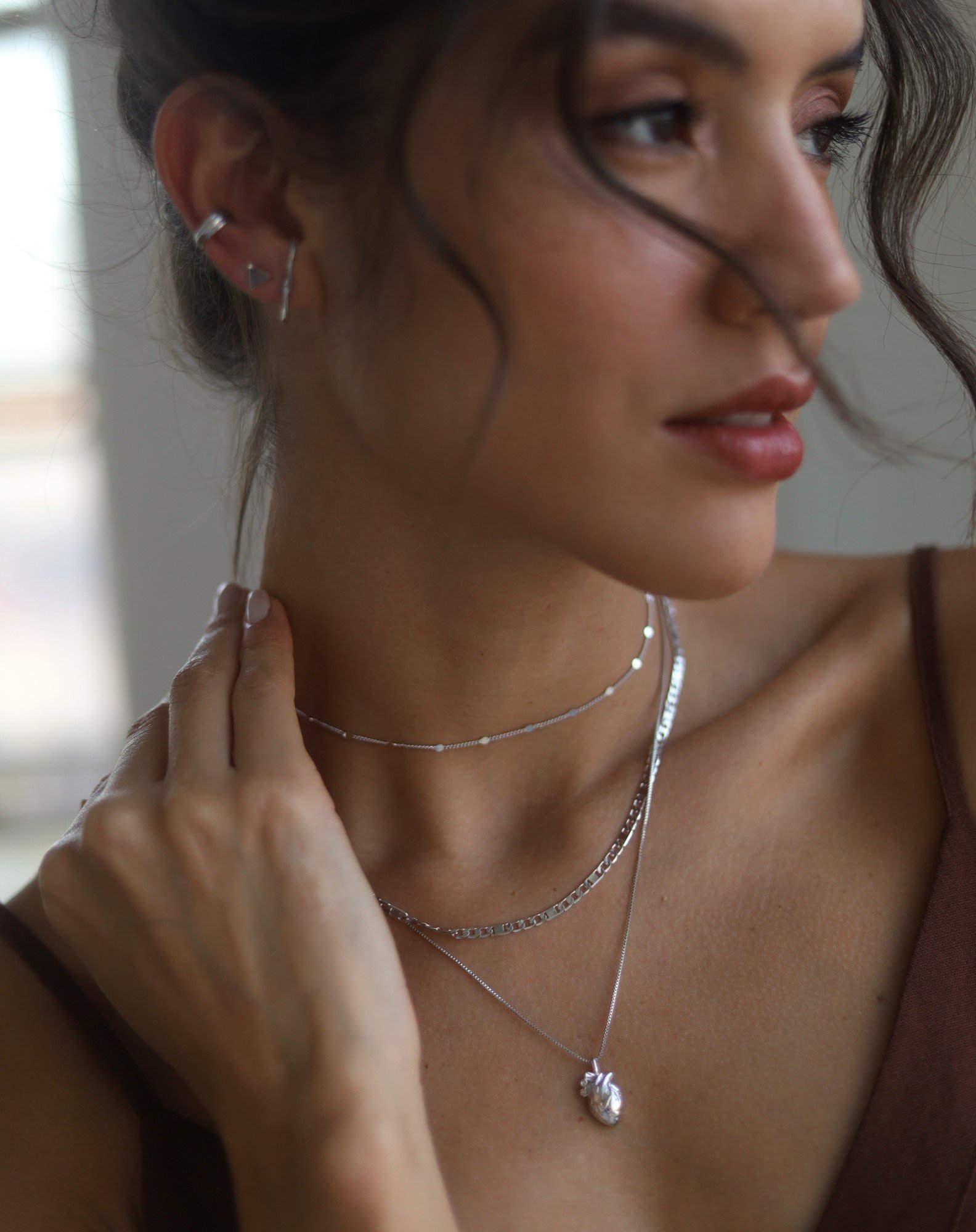 Colar Coracao Prateado Prata 4