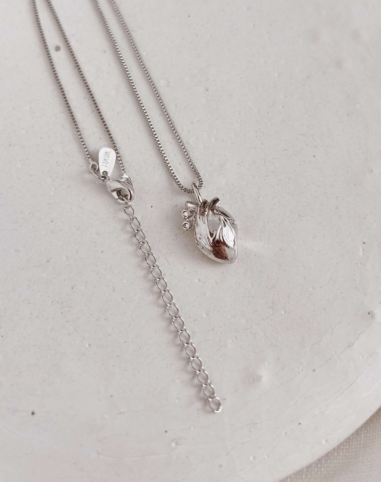 Colar Coracao Prateado Prata 5