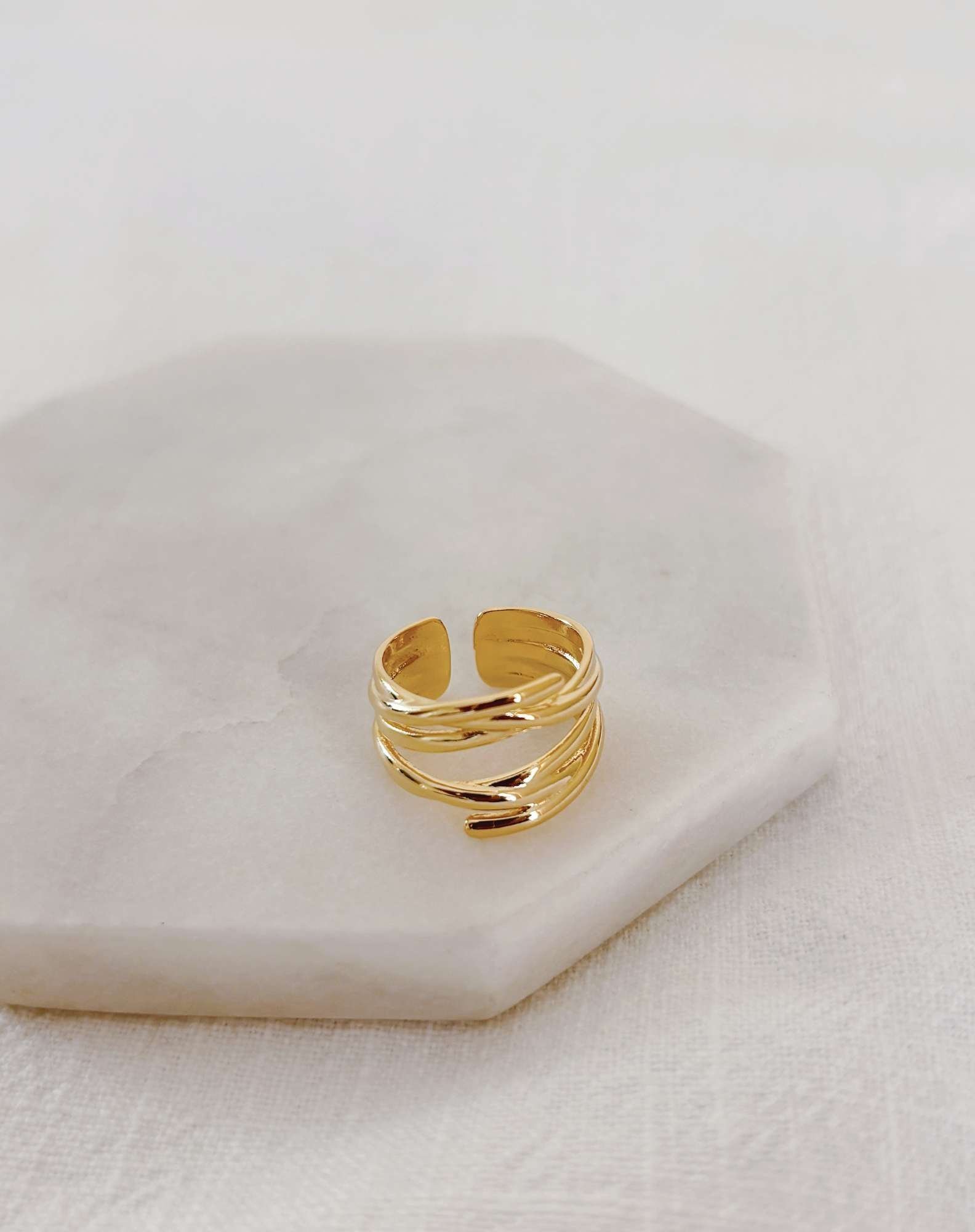 Anel Roll Banho Ouro Dourado 3