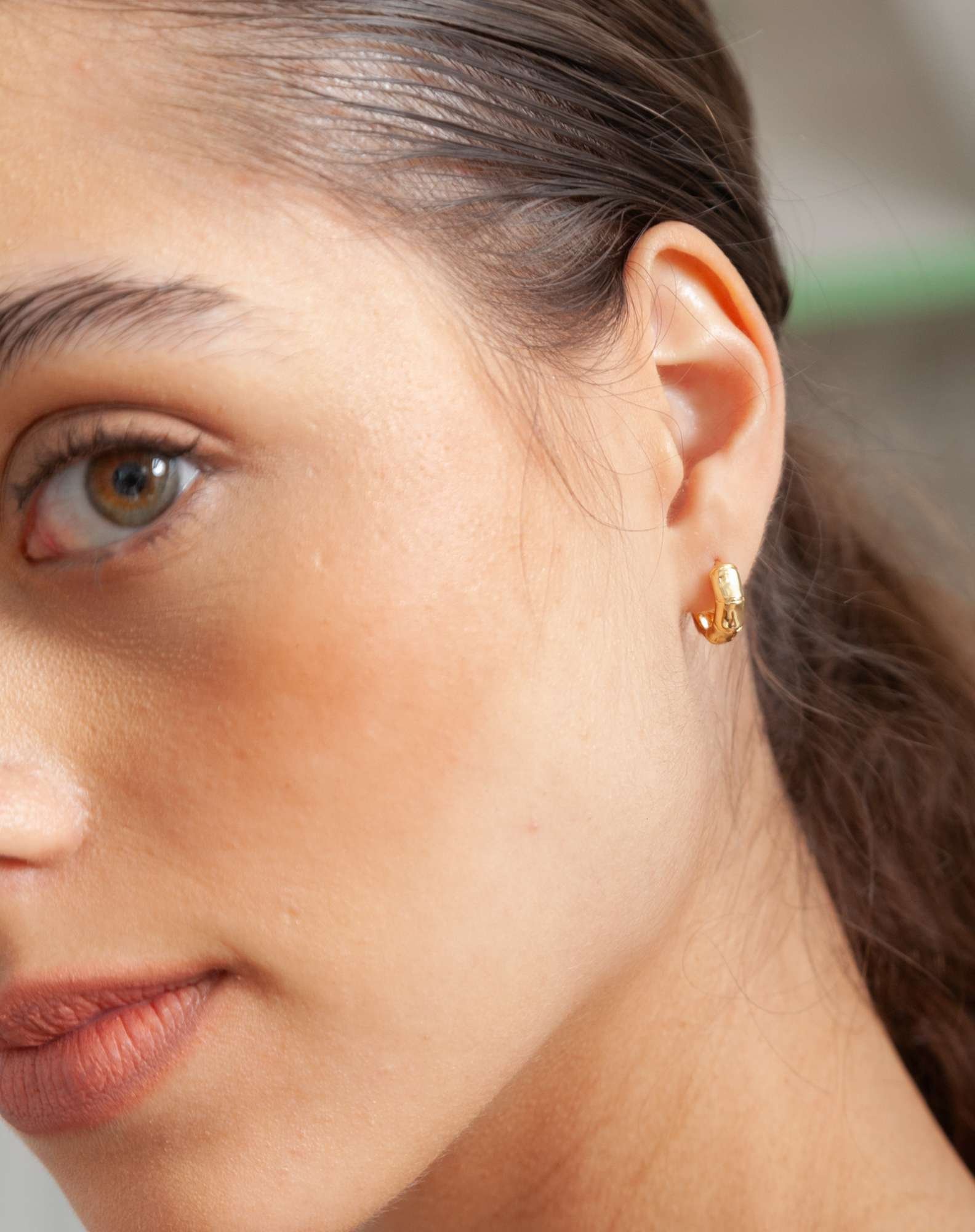 Argolinha Click Bambu Banho Ouro Dourado 6