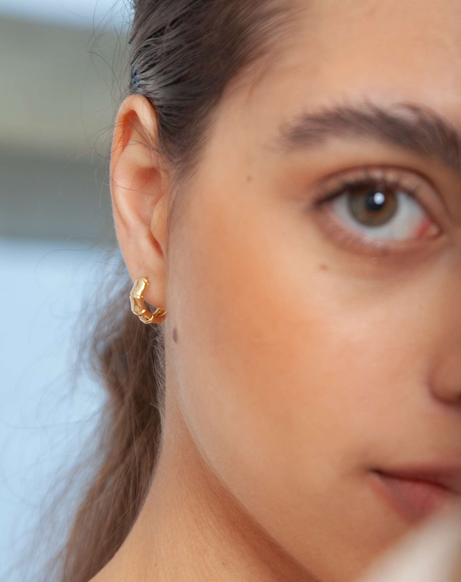 Argolinha Click Bambu Banho Ouro Dourado 2