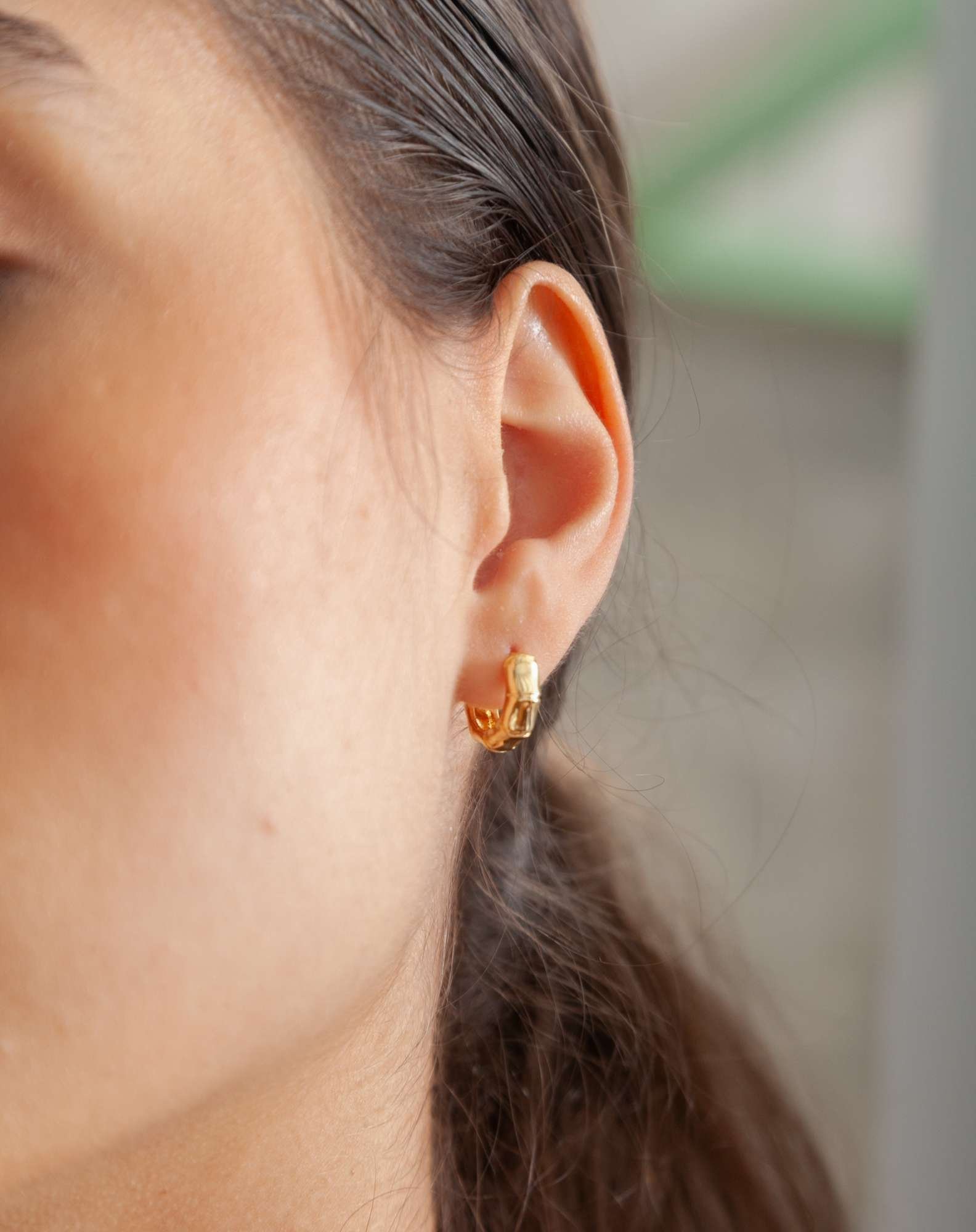 Argolinha Click Bambu Banho Ouro Dourado 4