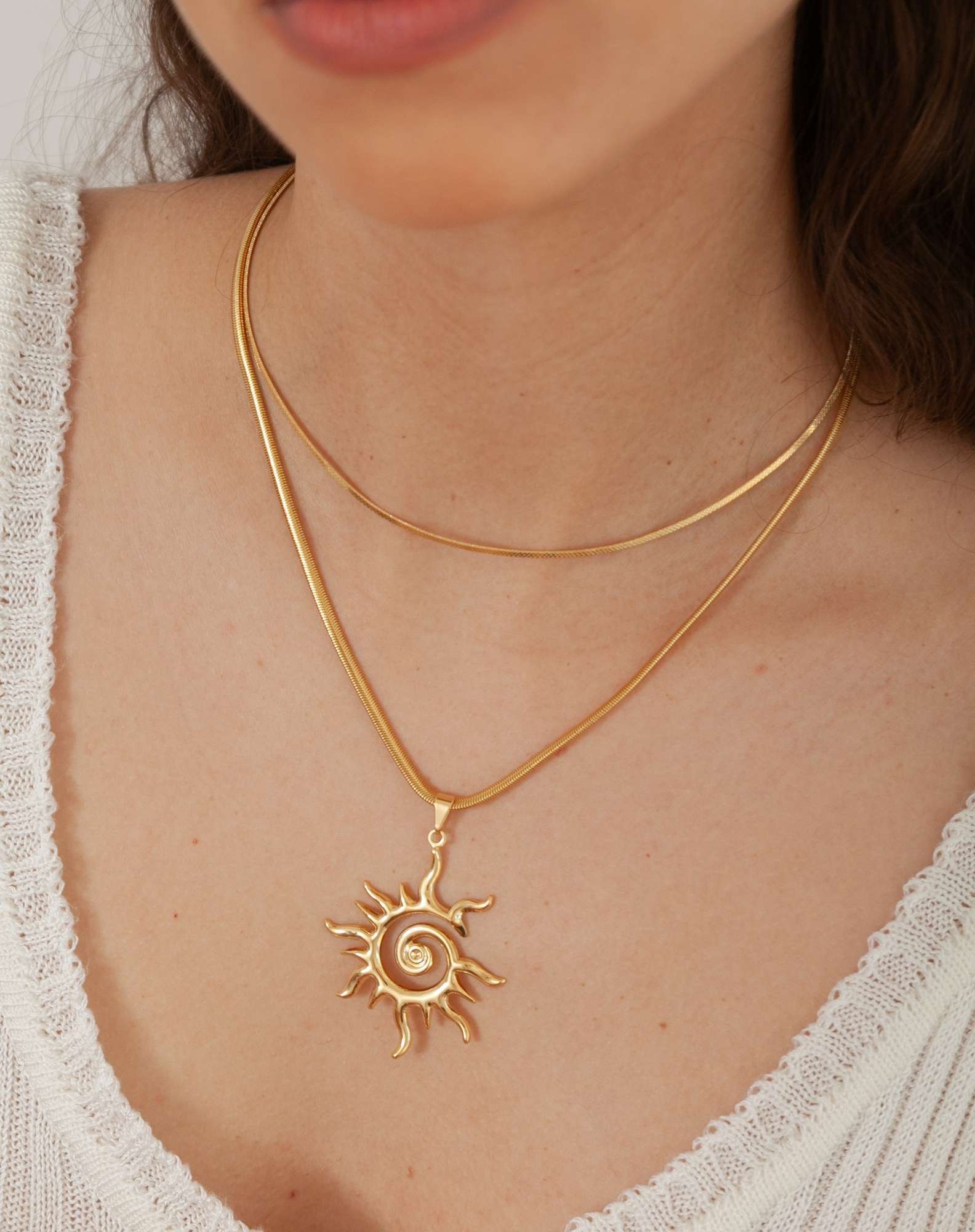 Colar Sol Banho Ouro Dourado 2