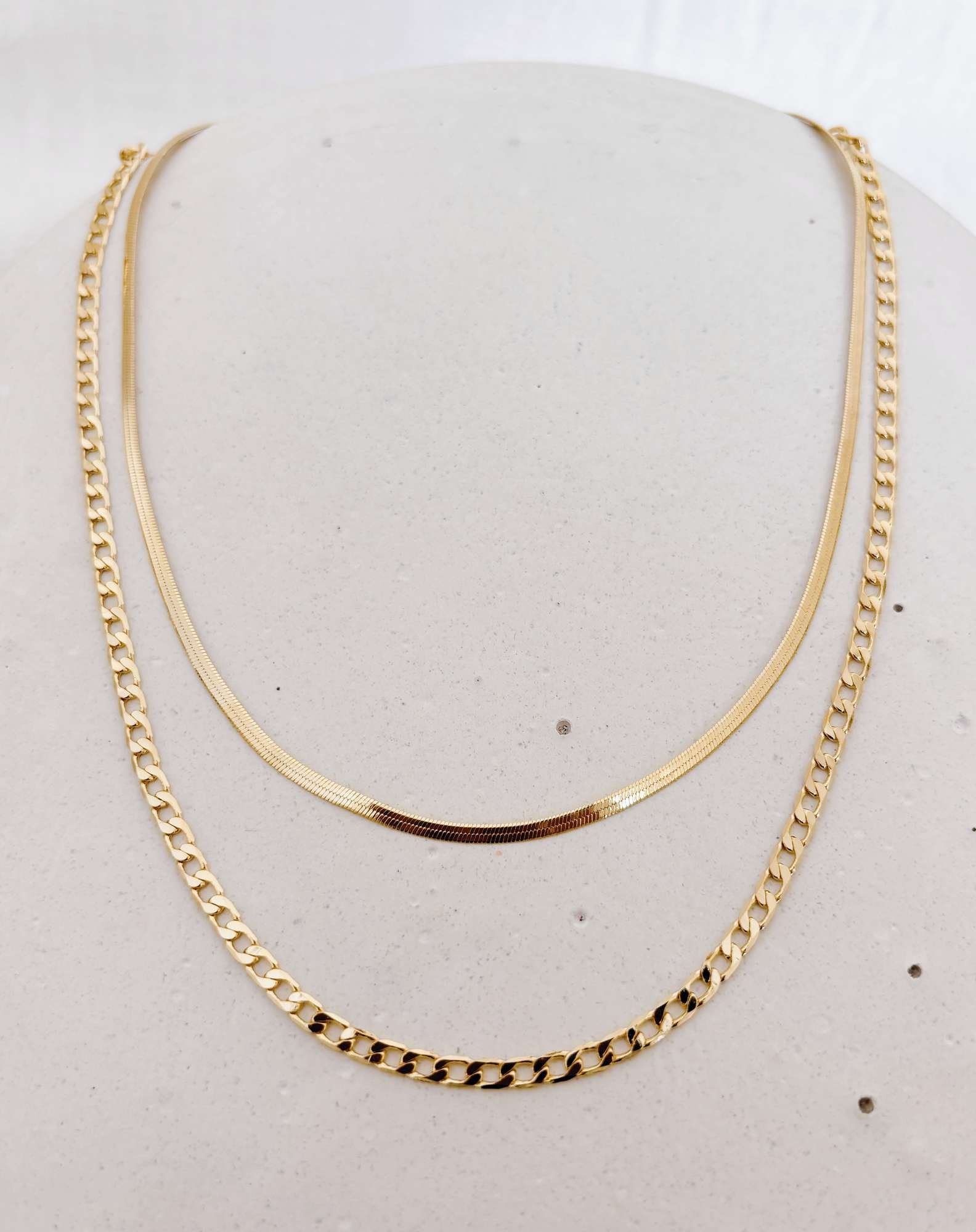 Colar Duplo Fita Banho Ouro