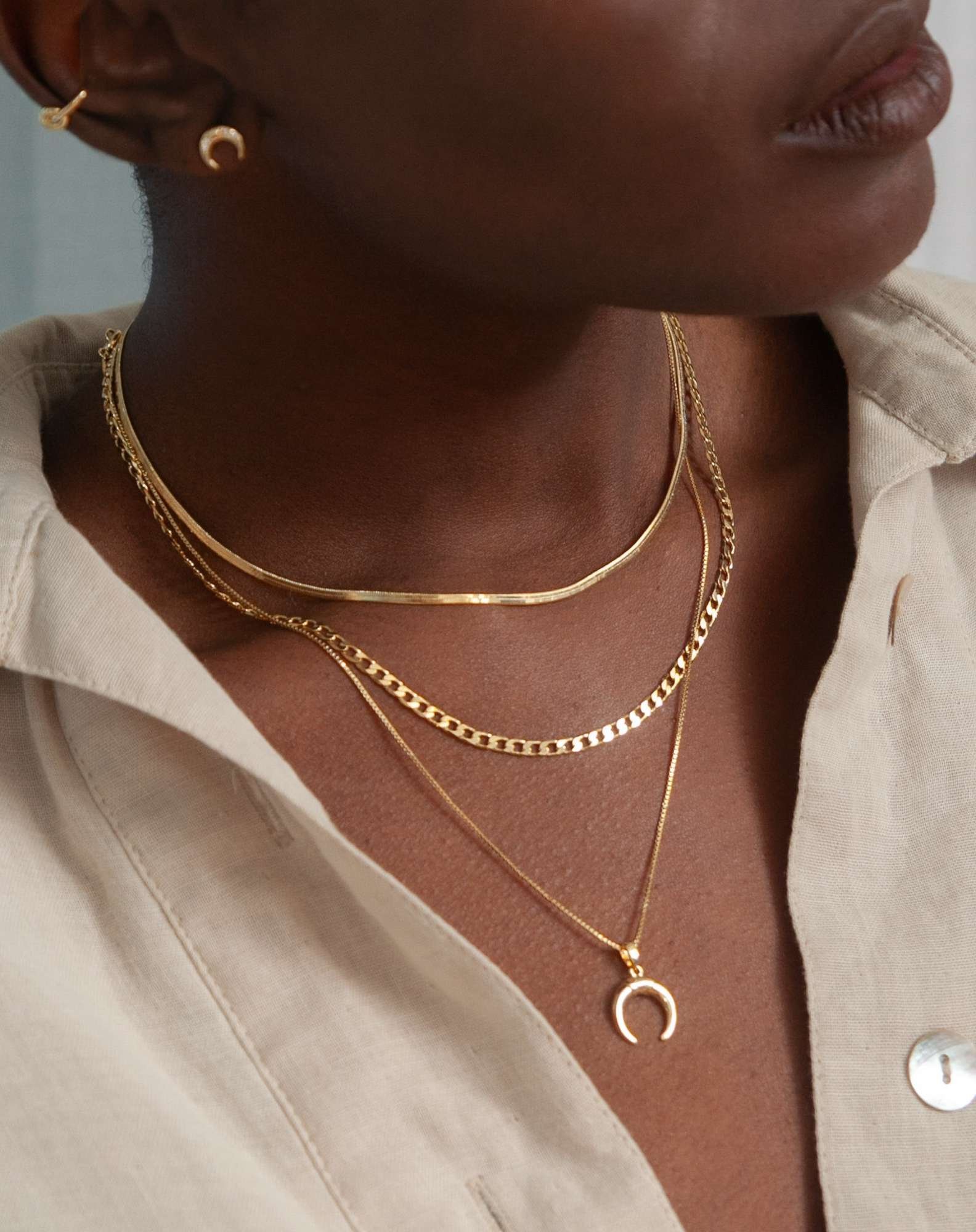 Colar Duplo Fita Banho Ouro Dourado 2