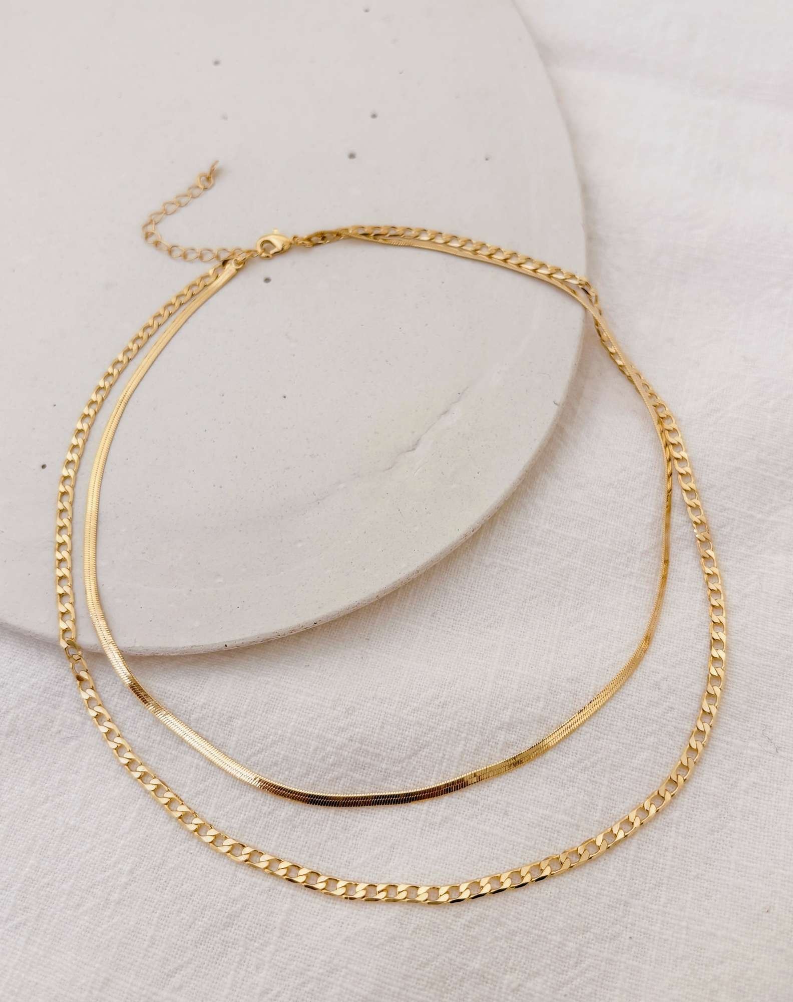 Colar Duplo Fita Banho Ouro Dourado 3