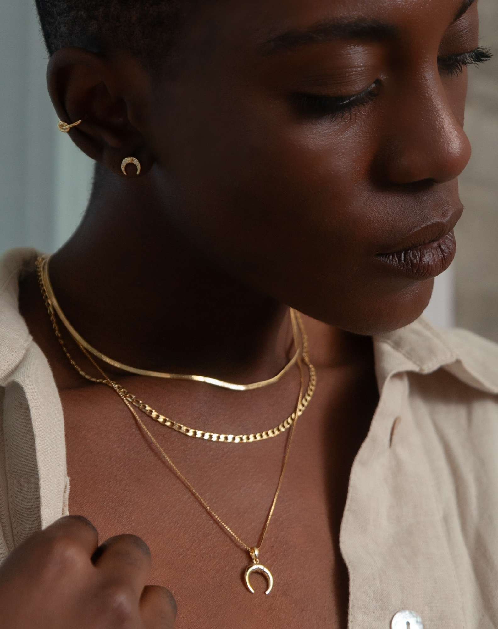 Colar Duplo Fita Banho Ouro Dourado 4