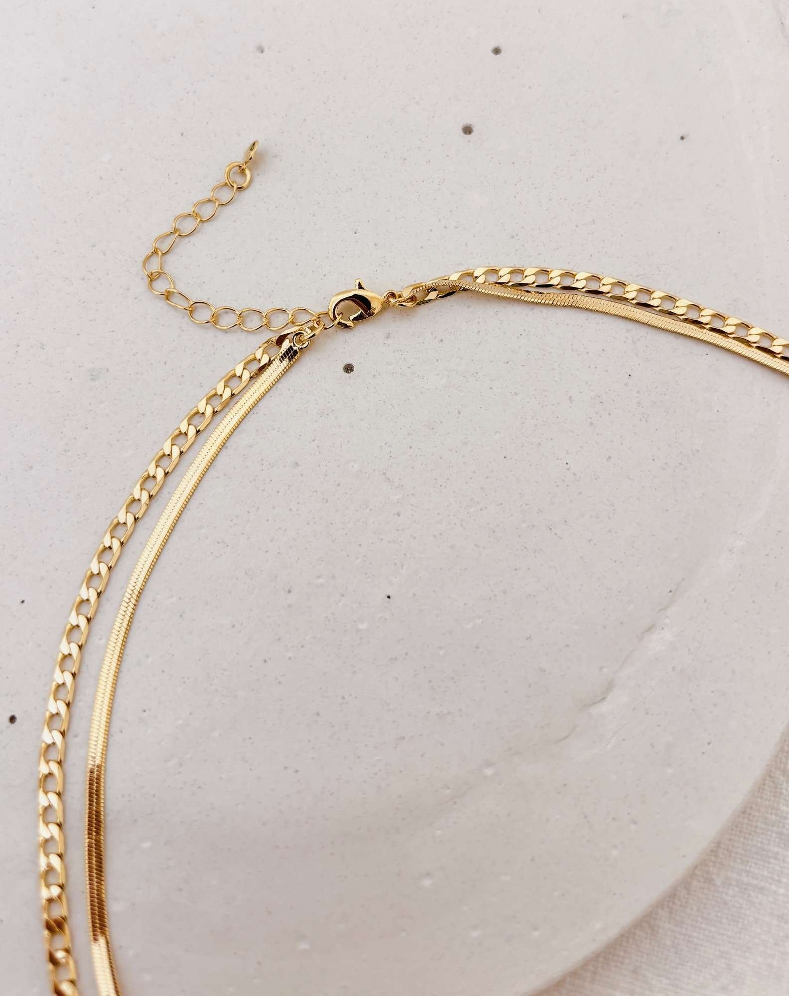 Colar Duplo Fita Banho Ouro Dourado 5