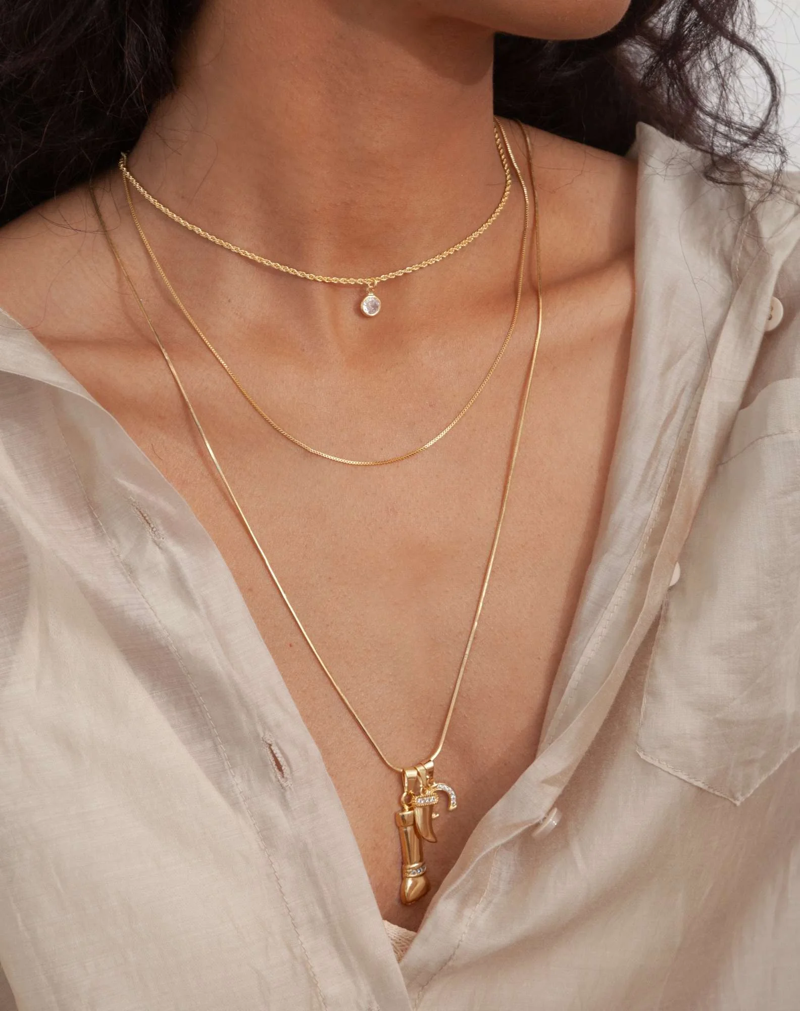 Colar Longo Figa Banho Ouro Dourado 2