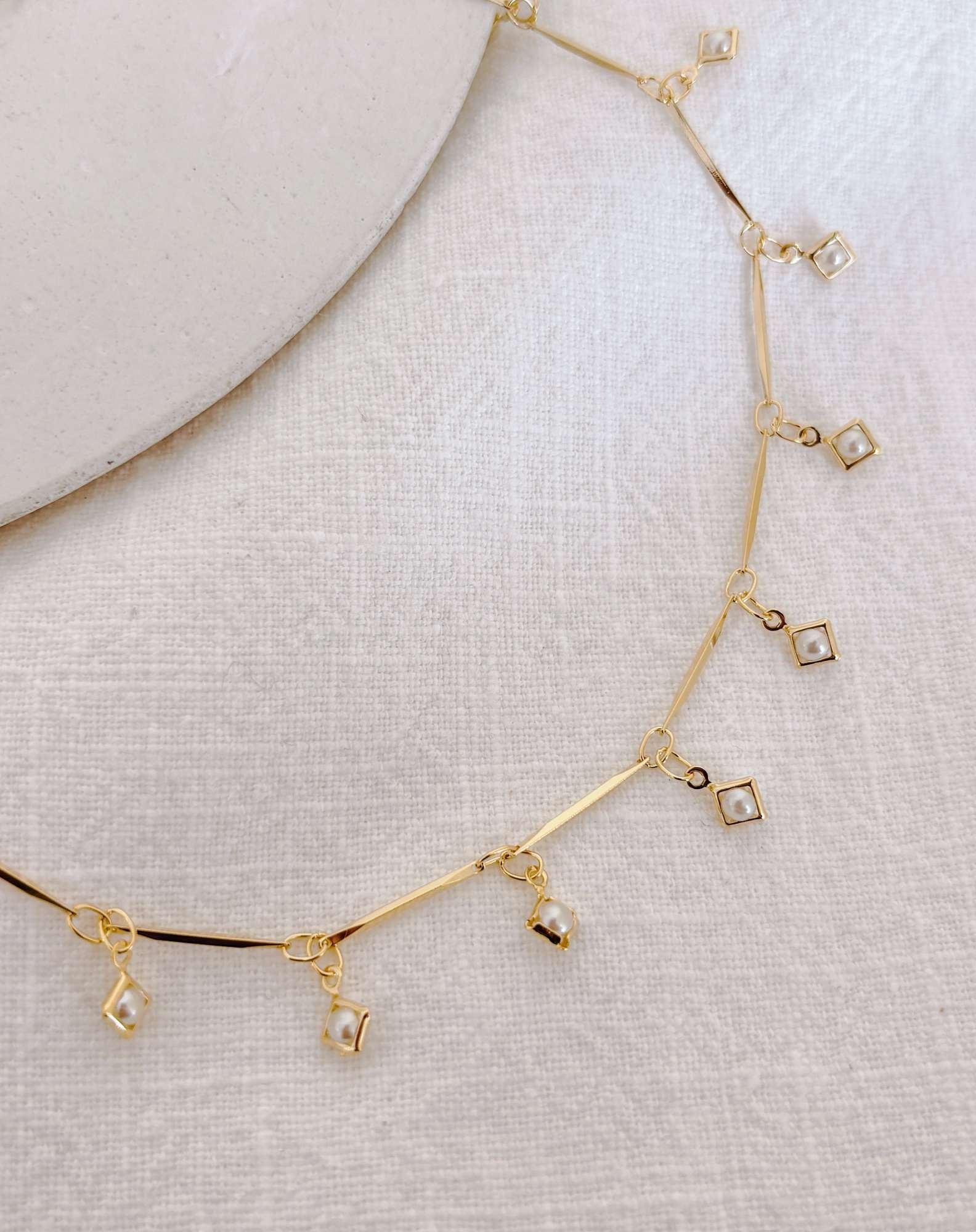 Gargantilha Pearl Banho Ouro