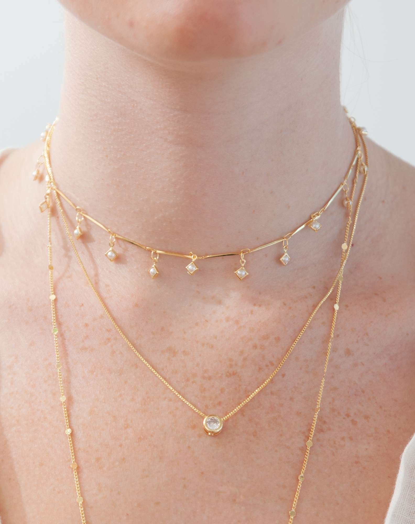 Gargantilha Pearl Banho Ouro Dourado 2