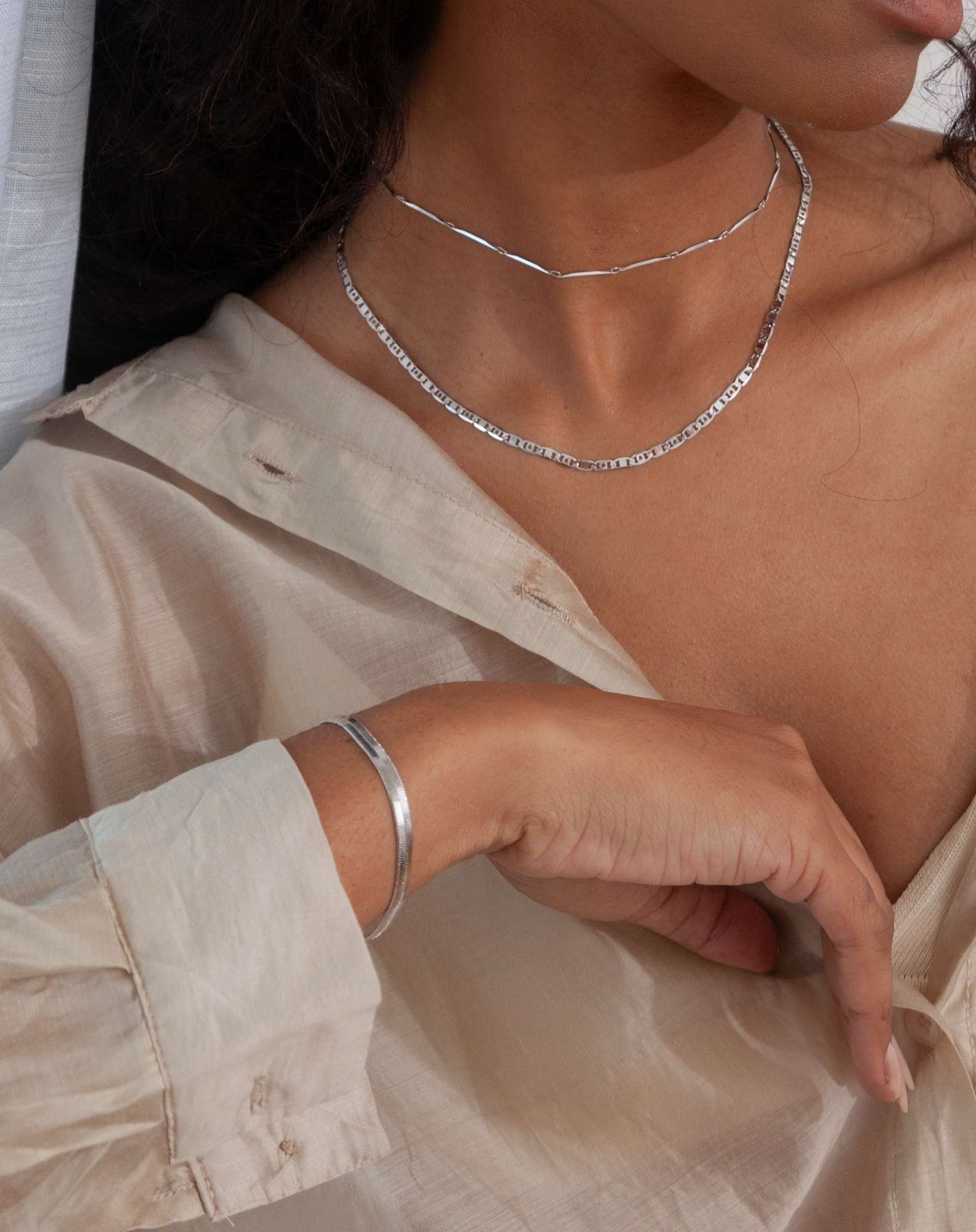 Pulseira Fita 3mm Prateada Prata 2