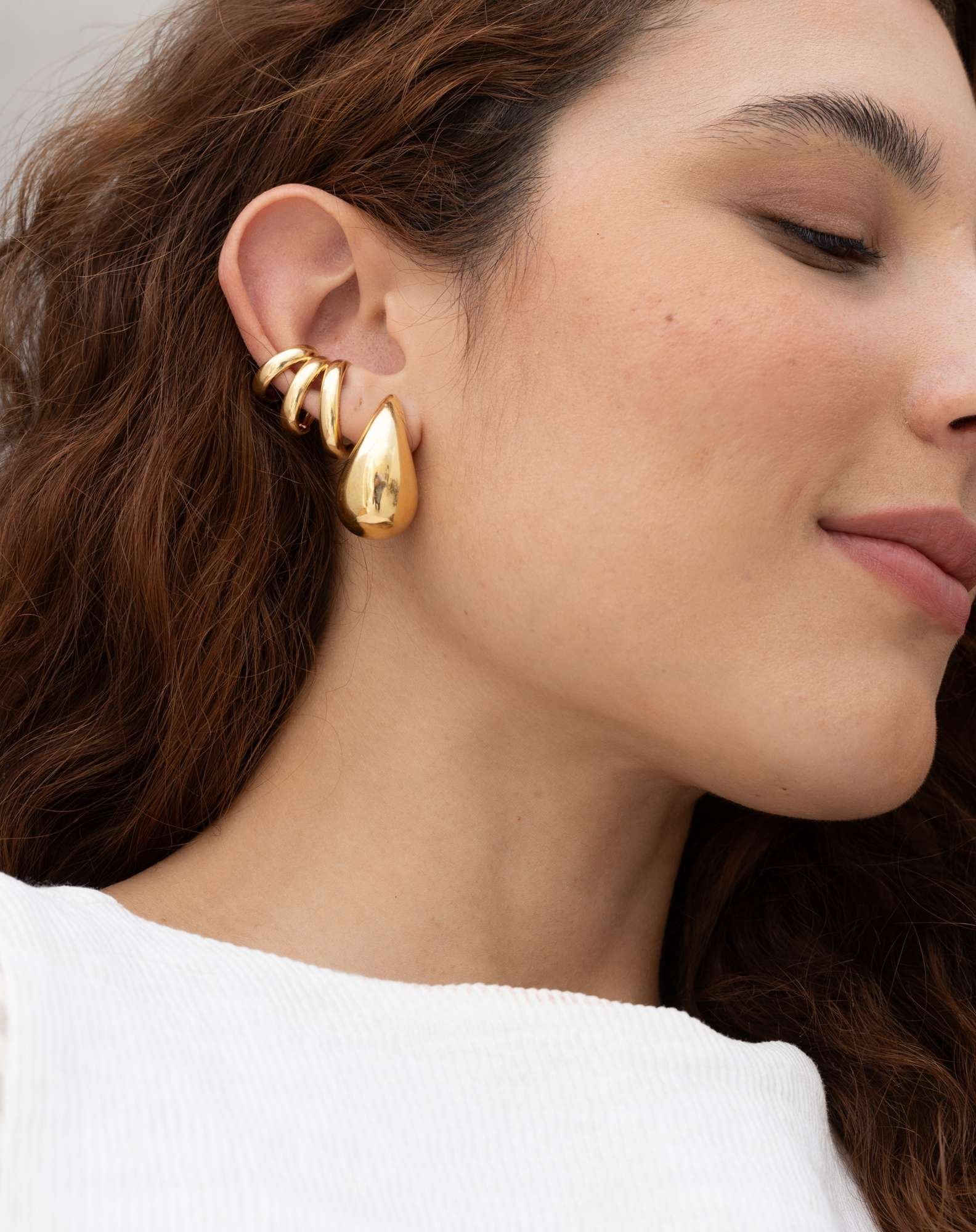 Ear Hook Encaixe Triplo Banho Ouro Dourado 2