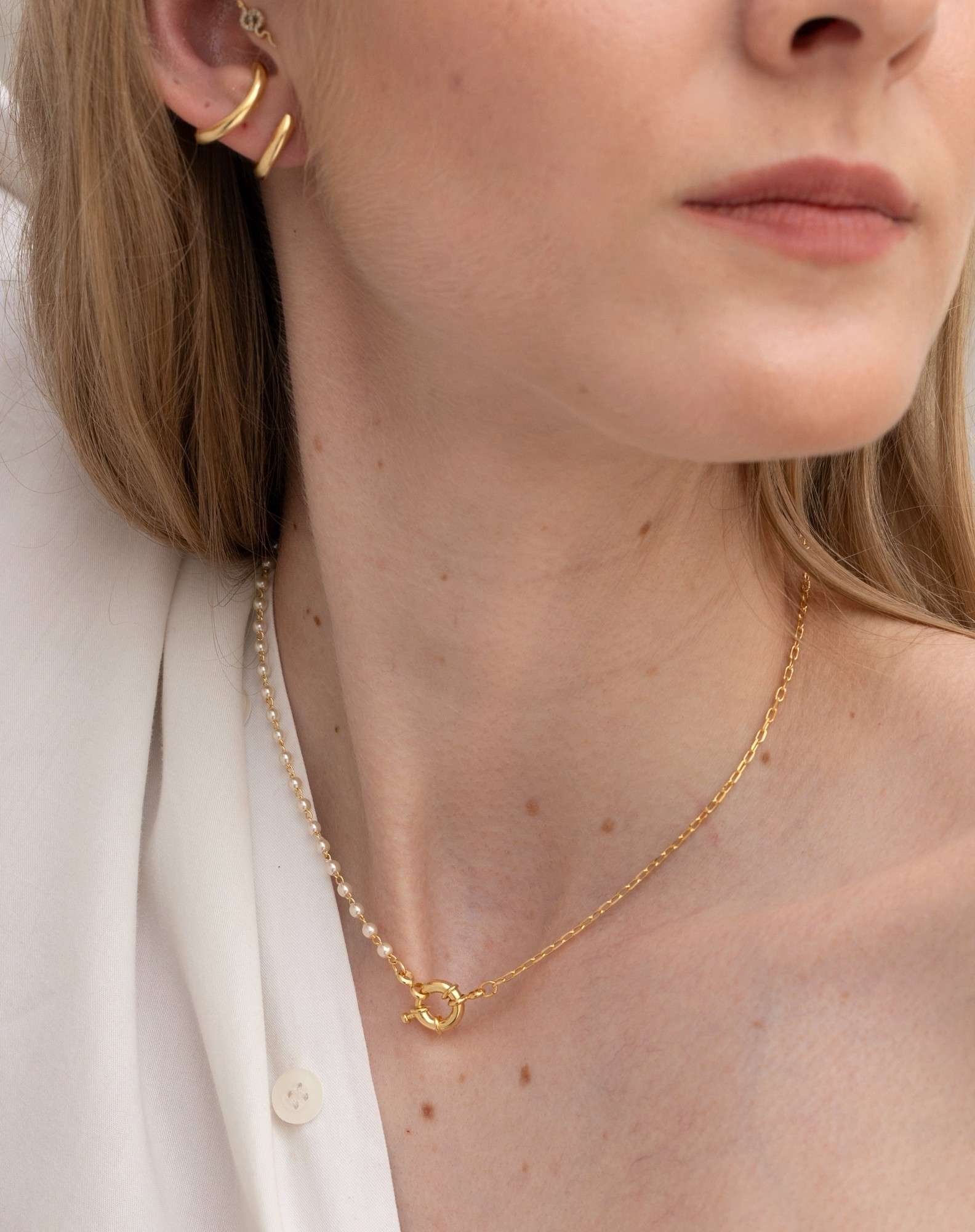 Colar Pearl Fecho Frontal Banho Ouro Dourado 2