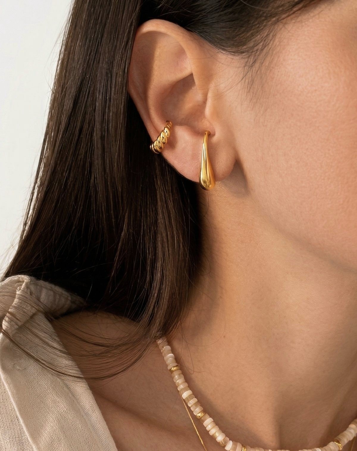 Piercing Fake Croissant Banho Ouro Dourado 2