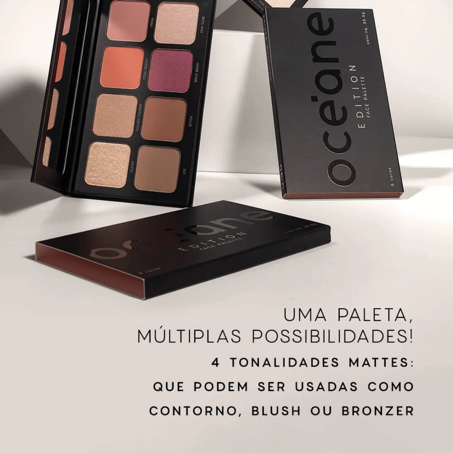 Paleta Multifuncional Face Oceane - Iluminador, Contorno e Blush Multicores 5