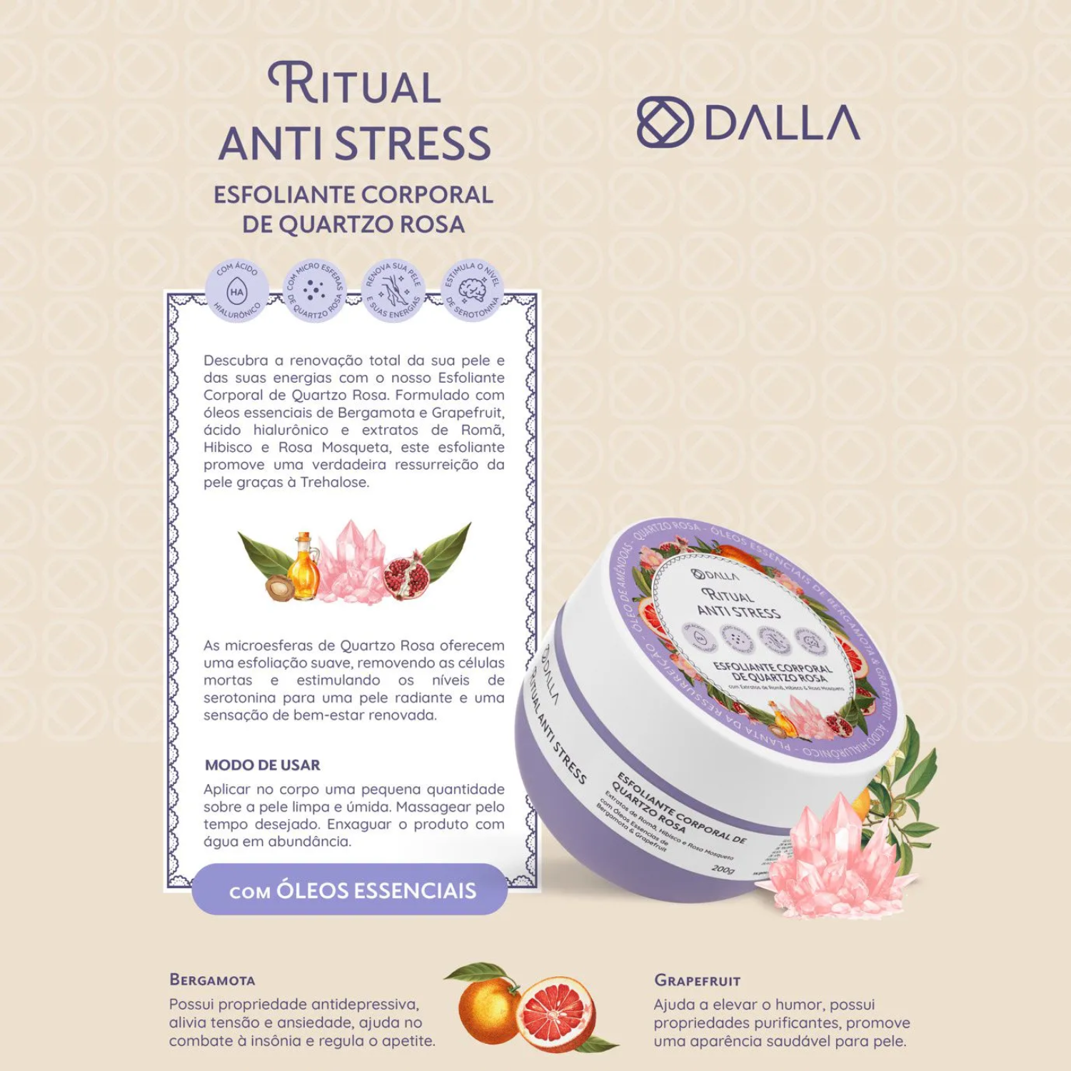 Esfoliante Corporal Quartzo Rosa Ritual Anti-Stress Dalla 200g 3