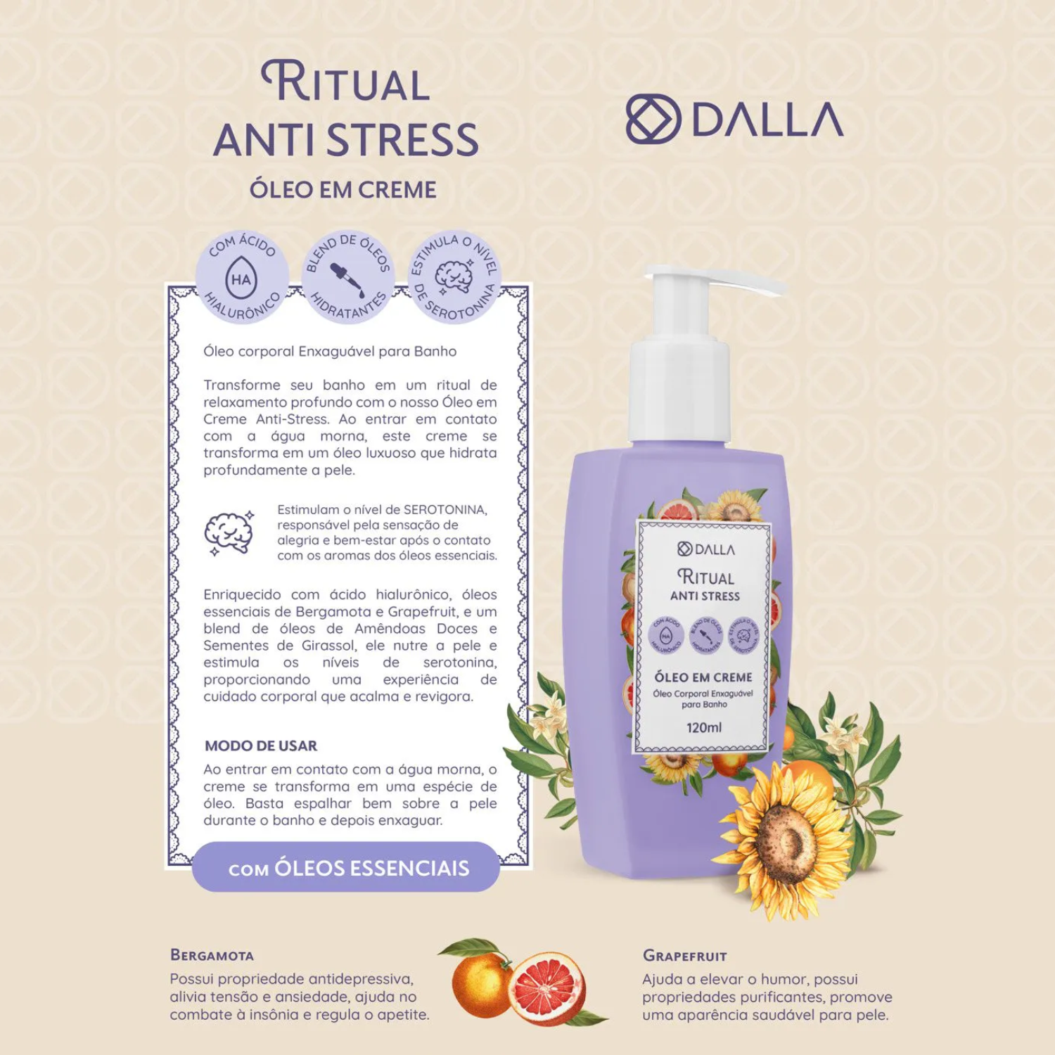 Oleo em Creme Ritual Anti-Stress Dalla Makeup 120ml 3